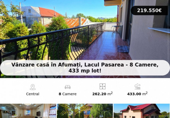 Vânzare casă în Afumați, Lacul Pasarea - 8 Camere, 433 mp lot!